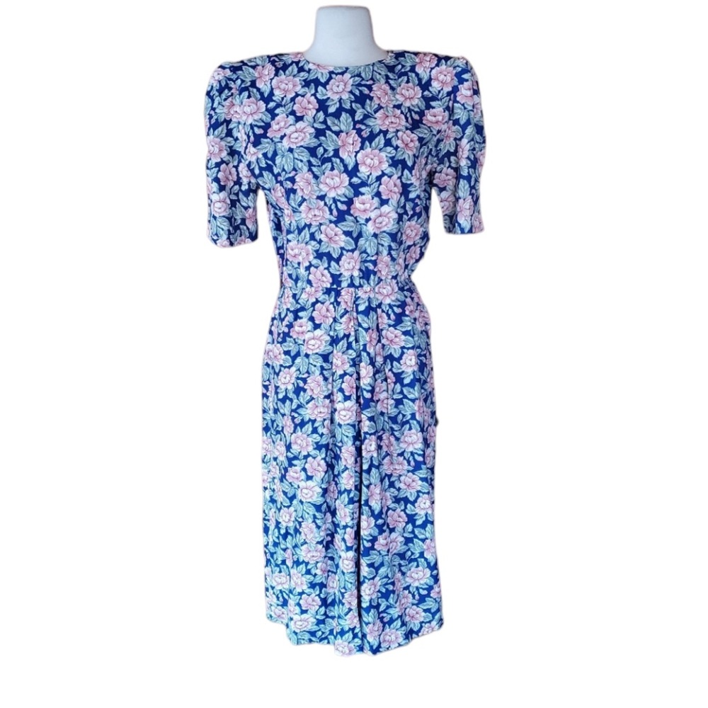 1980s E.D.โ Michaels Floral Career Dress